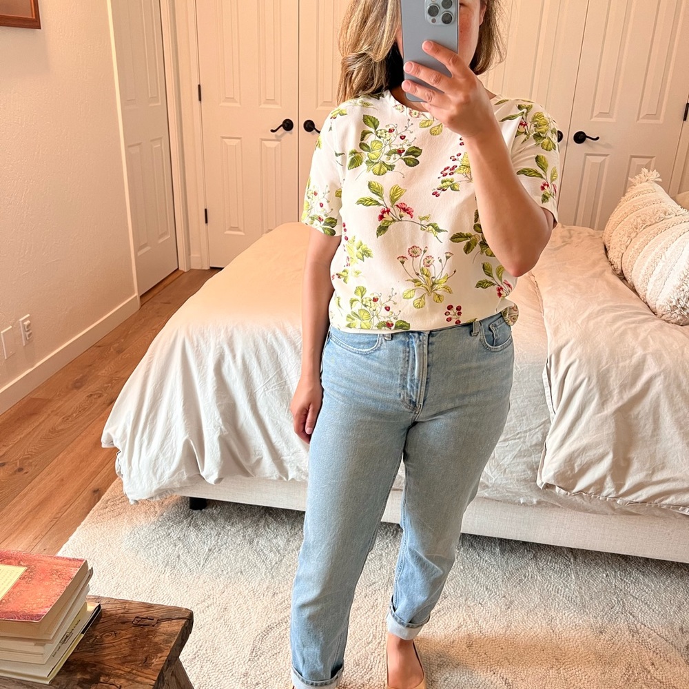 Equipment femme silk tshirt in an oh so whimsical and feminine strawberry floral